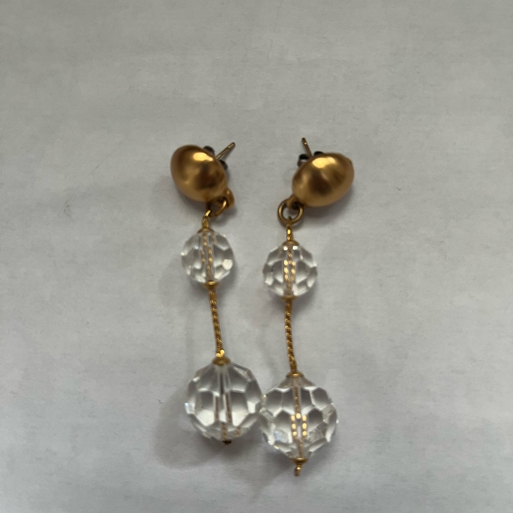 Elegant Gold and Clear Drop Earrings